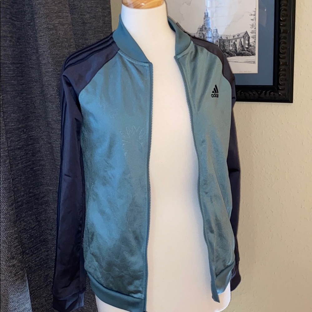 Women’s Adidas Green Jacket Small 8-10 Flowers